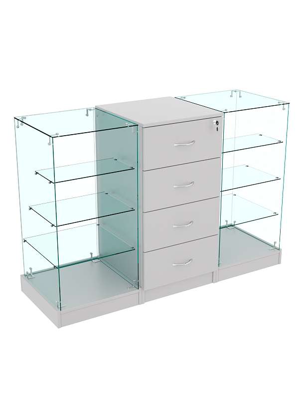 Прилавок Истра трёхсекционный на цоколе №12+13+12 Серый