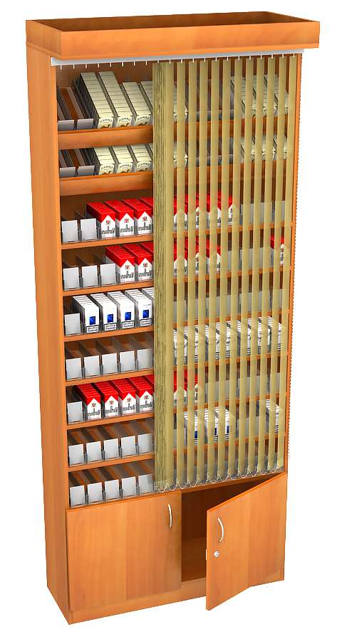 Стеллаж для сигарет №1 с акриловыми диспенсерами  Орех