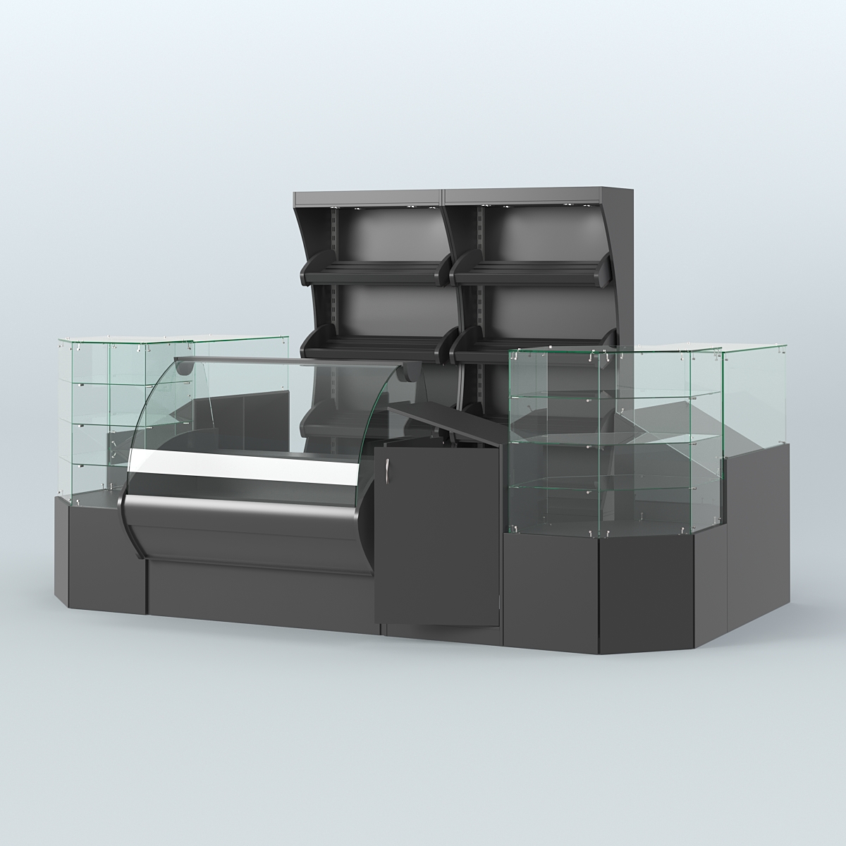 Пристенный небольшой павильон для торговли хлебом и выпечкой №1 Черный