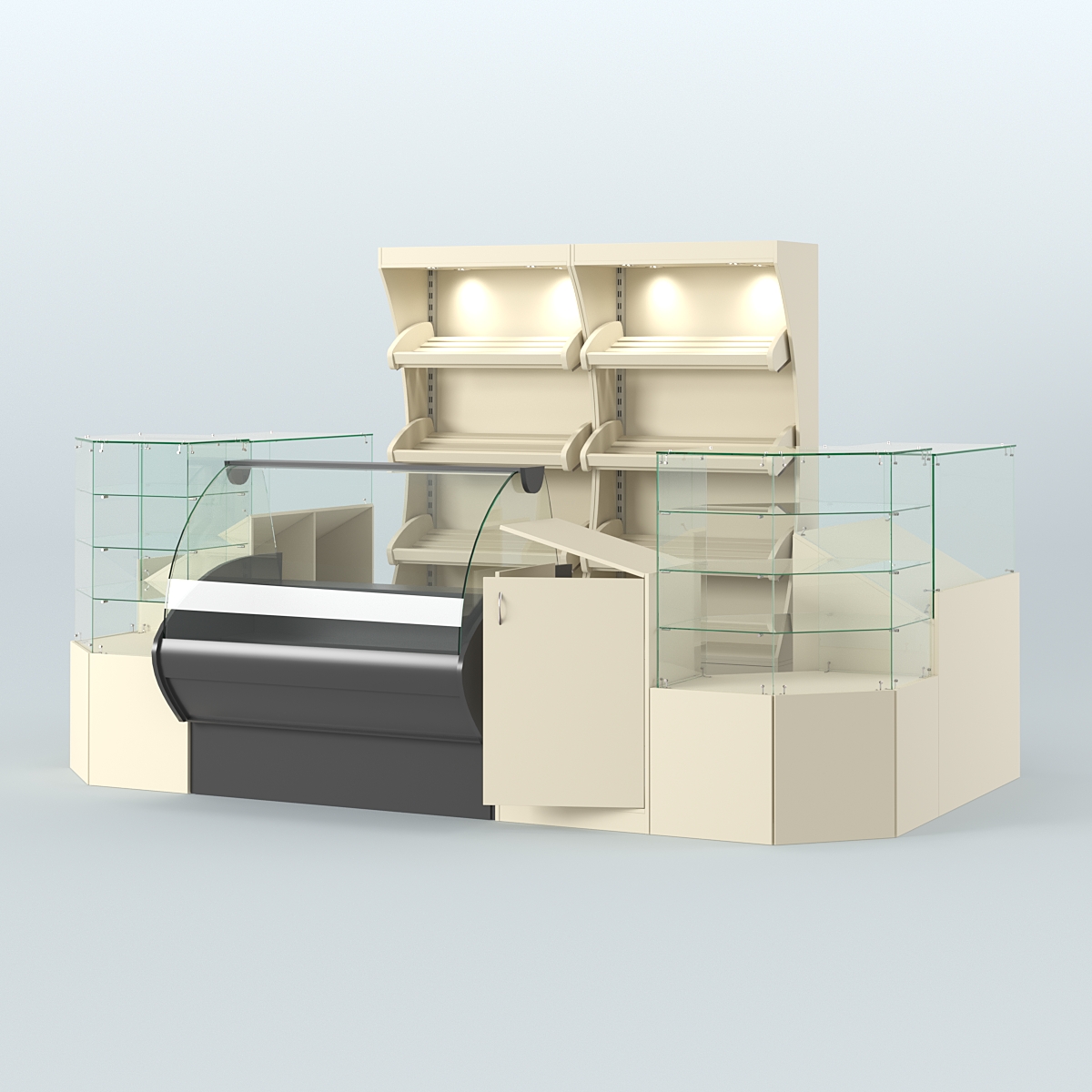 Пристенный небольшой павильон для торговли хлебом и выпечкой №1 Крем Вайс