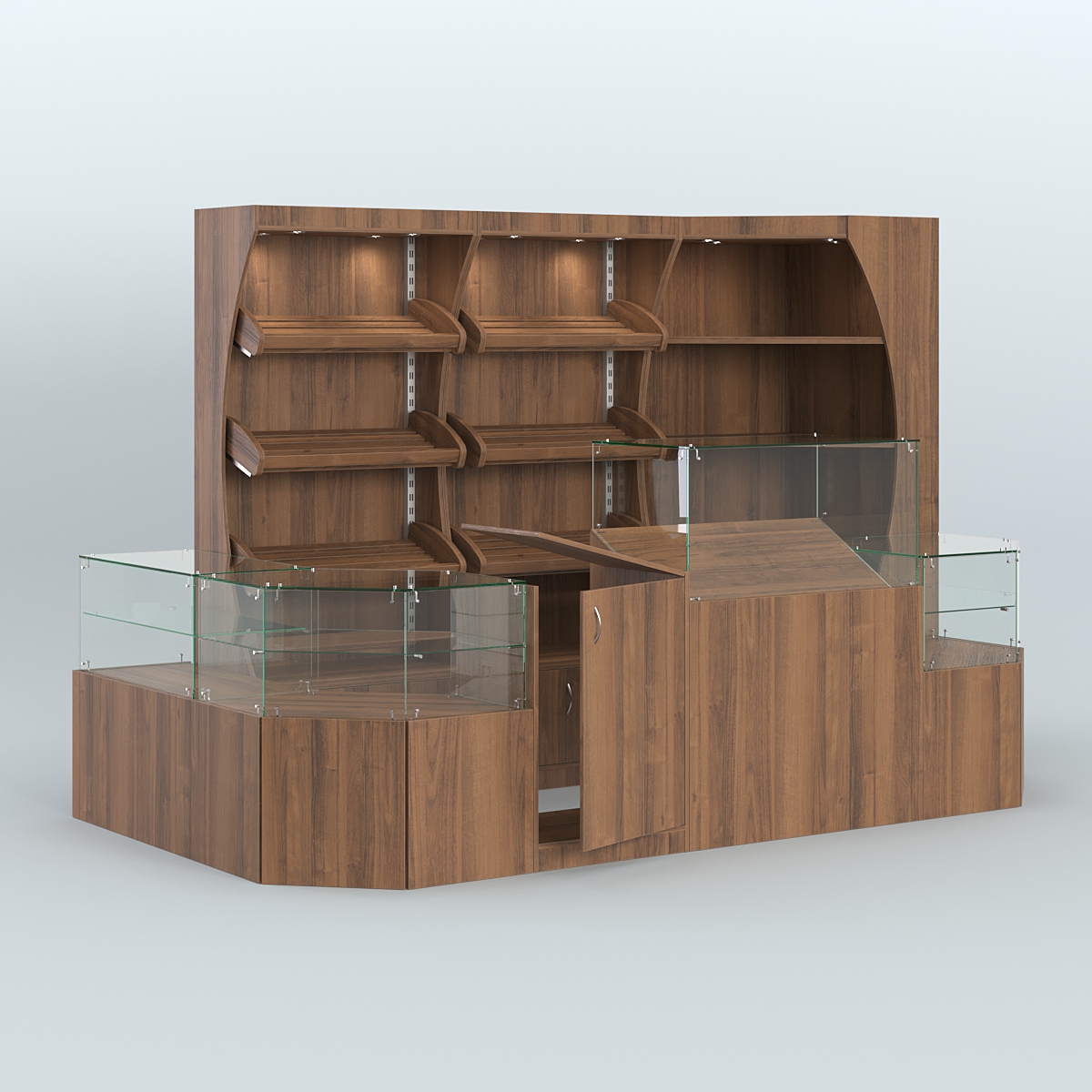 Угловой павильон для небольшого магазина по продаже хлеба и выпечки №2 Орех