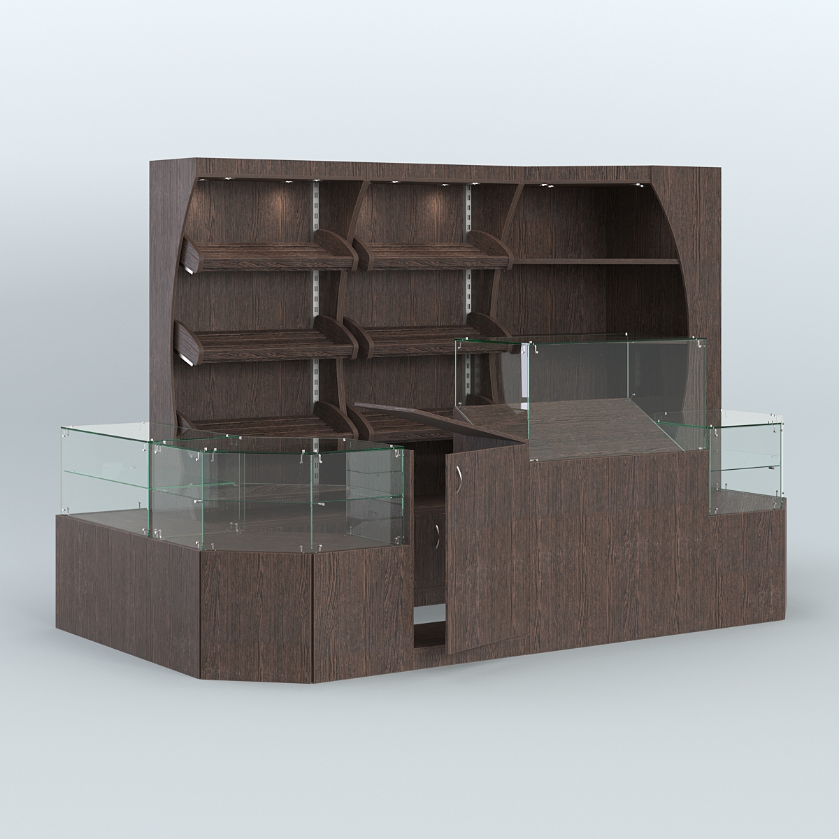 Угловой павильон для небольшого магазина по продаже хлеба и выпечки №2 Дуб Венге