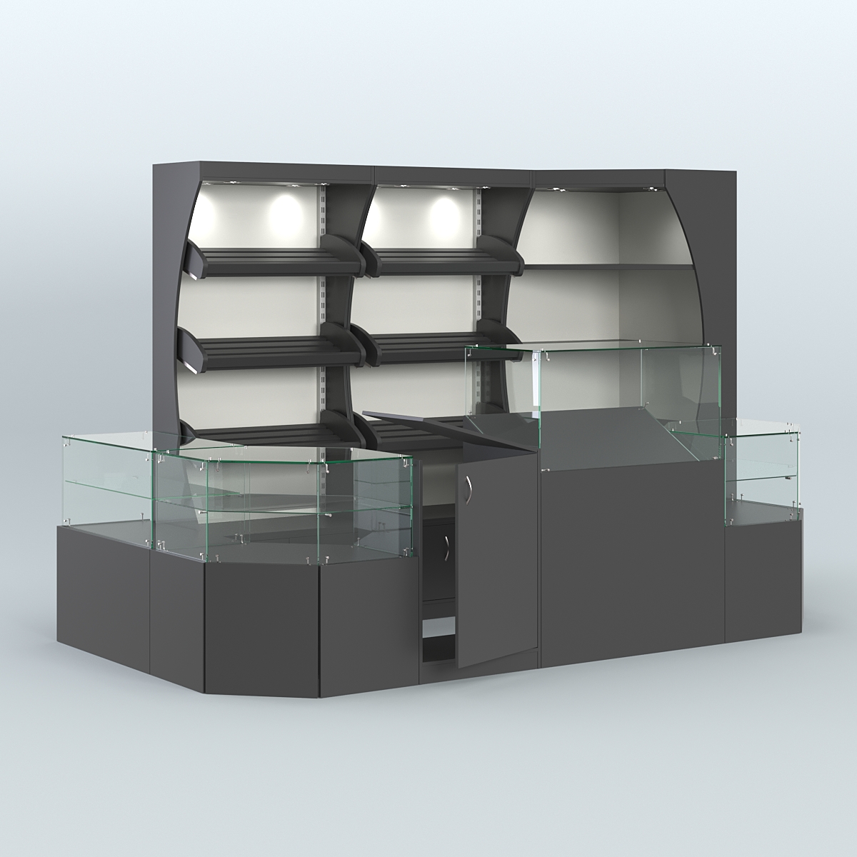 Угловой павильон для небольшого магазина по продаже хлеба и выпечки №2 Черный и Белый