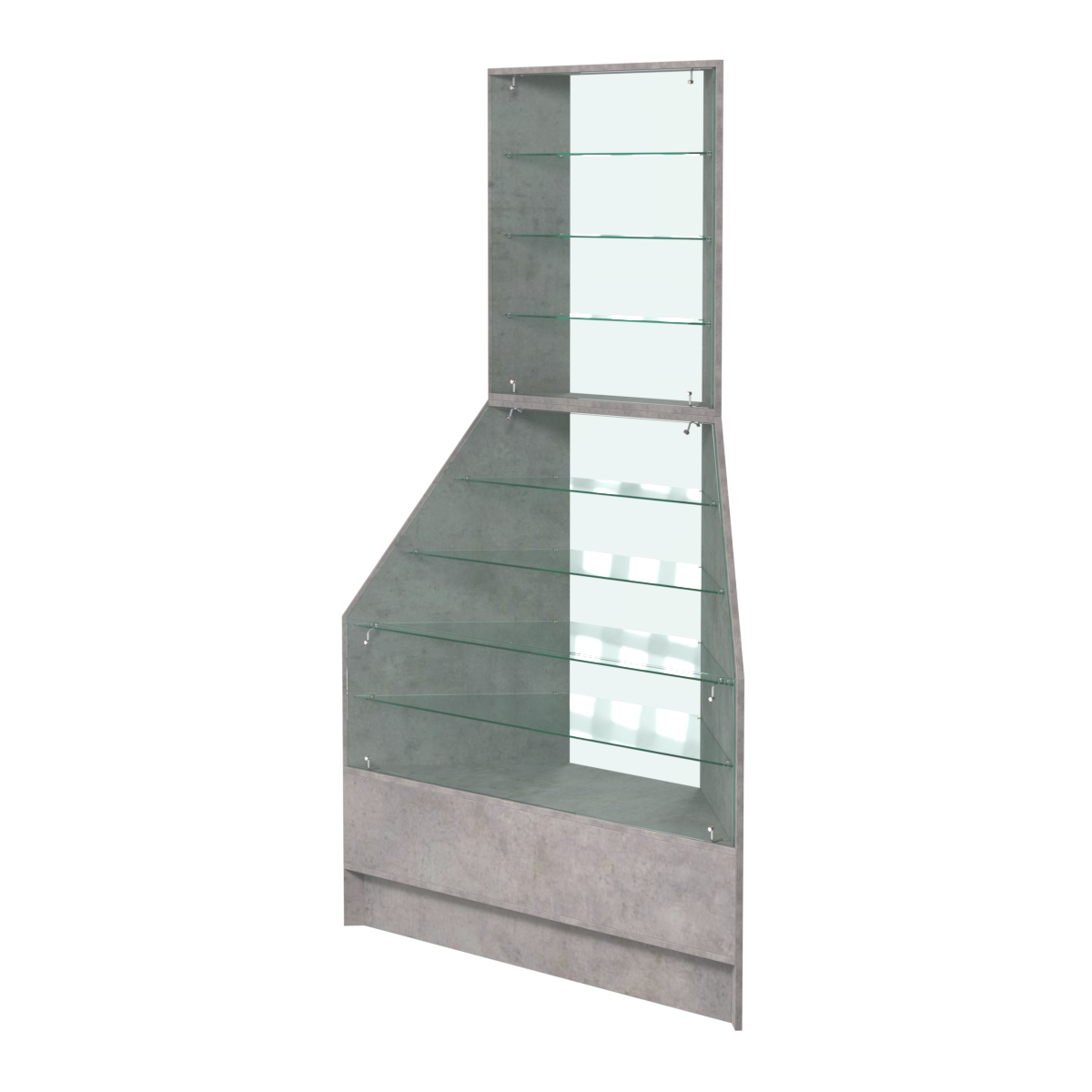 Витрина АЛМАЗ №2 внешняя угловая Бетон Чикаго светло-серый F186 ST9