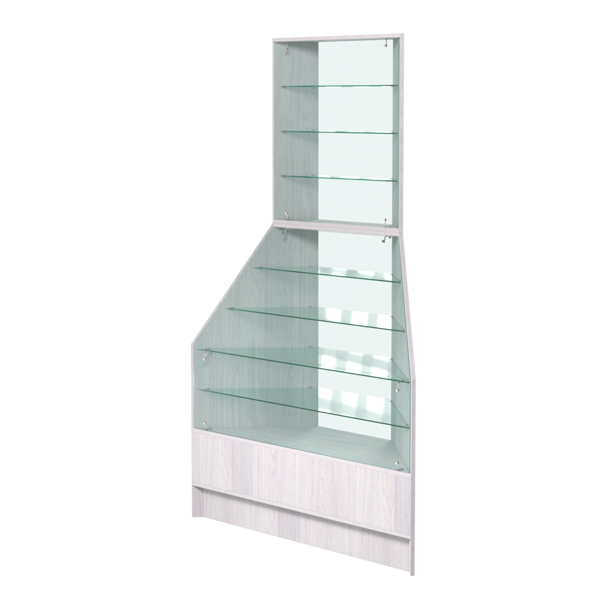 Витрина АЛМАЗ №2 внешняя угловая Ясень Анкор светлый