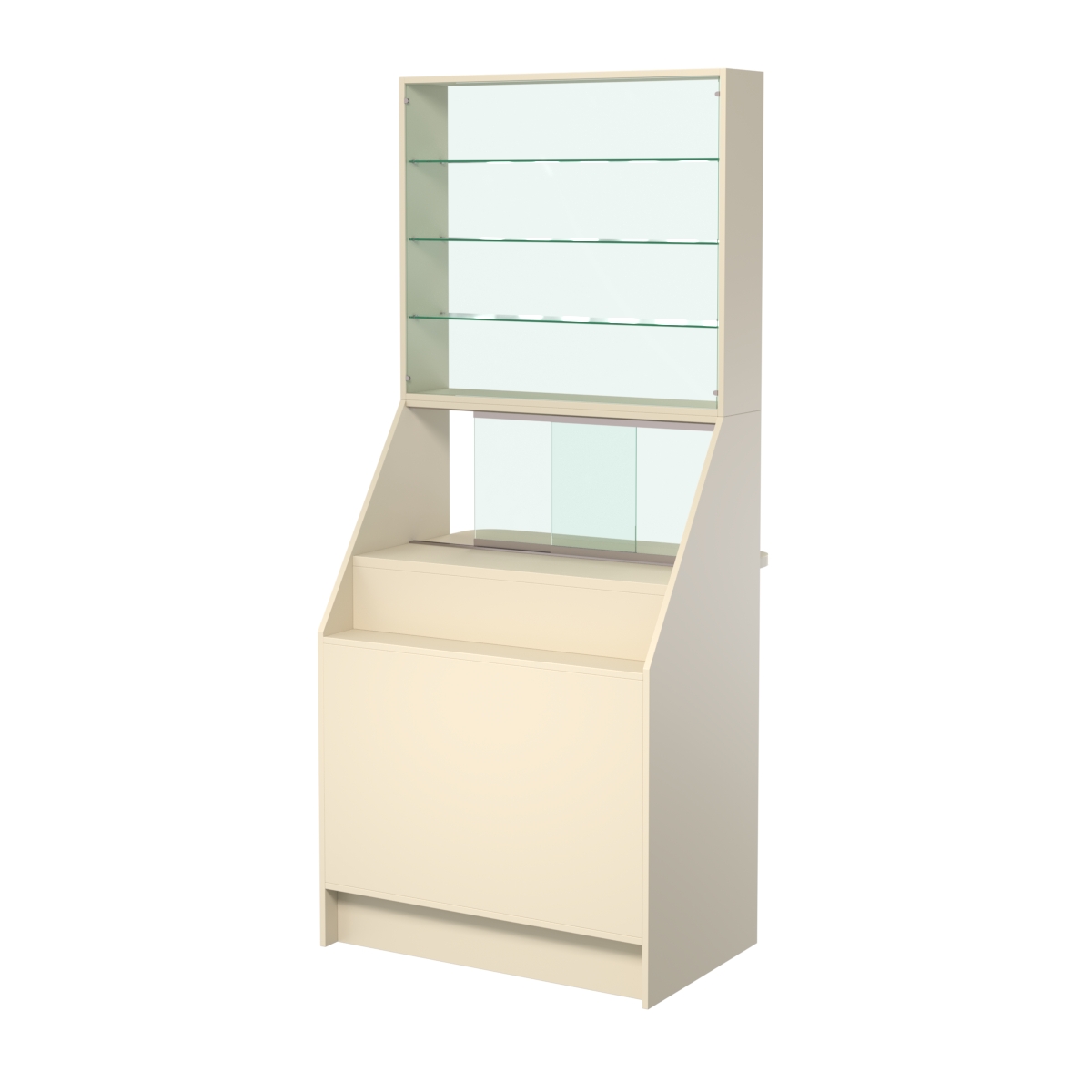 Витрина АЛМАЗ №3 окно выдачи с надставкой Крем Вайс