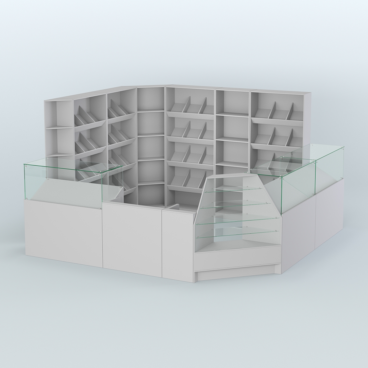 Угловой павильон из ДСП для торговли хлебом и выпечкой №5 Серый