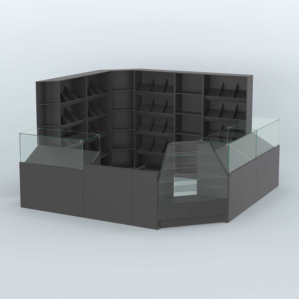 Угловой павильон из ДСП для торговли хлебом и выпечкой №5 Черный