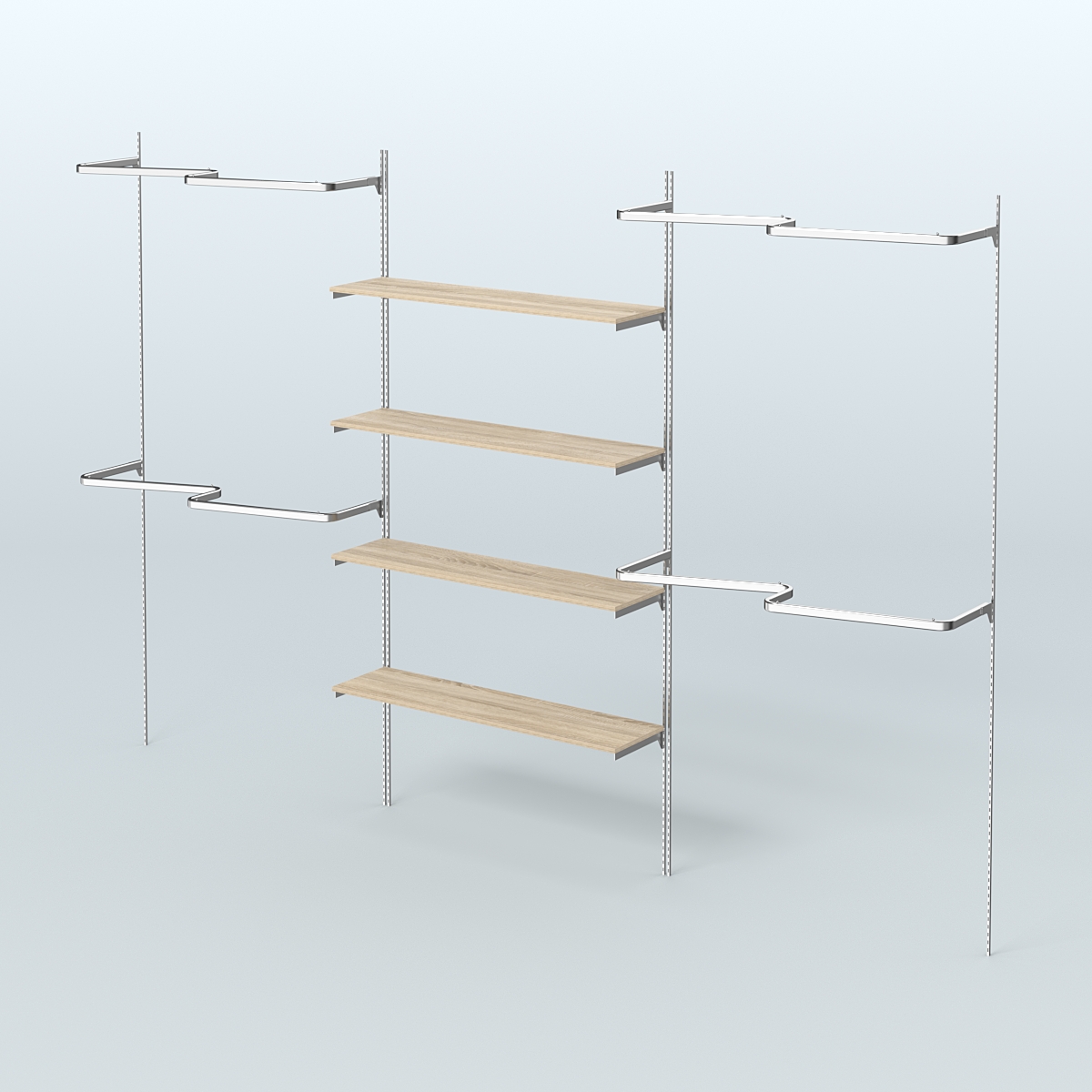 Neo Fix №5(М) с полками из ДСП и М-образными поручнями (3600 мм) Дуб Сонома