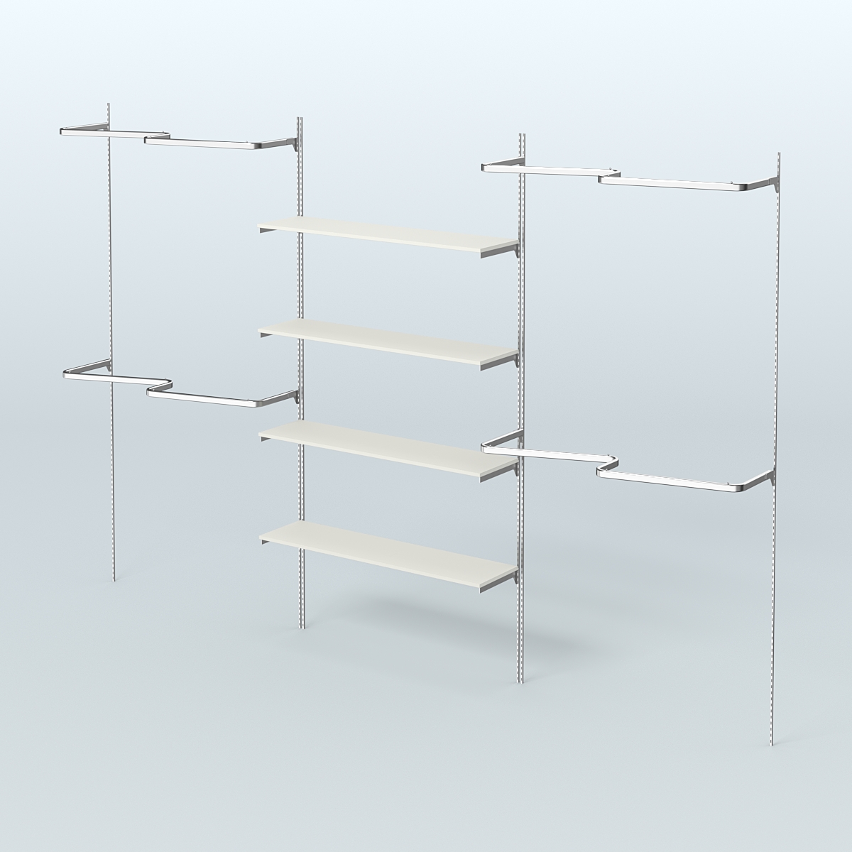 Neo Fix №5(М) с полками из ДСП и М-образными поручнями (3600 мм) Белый