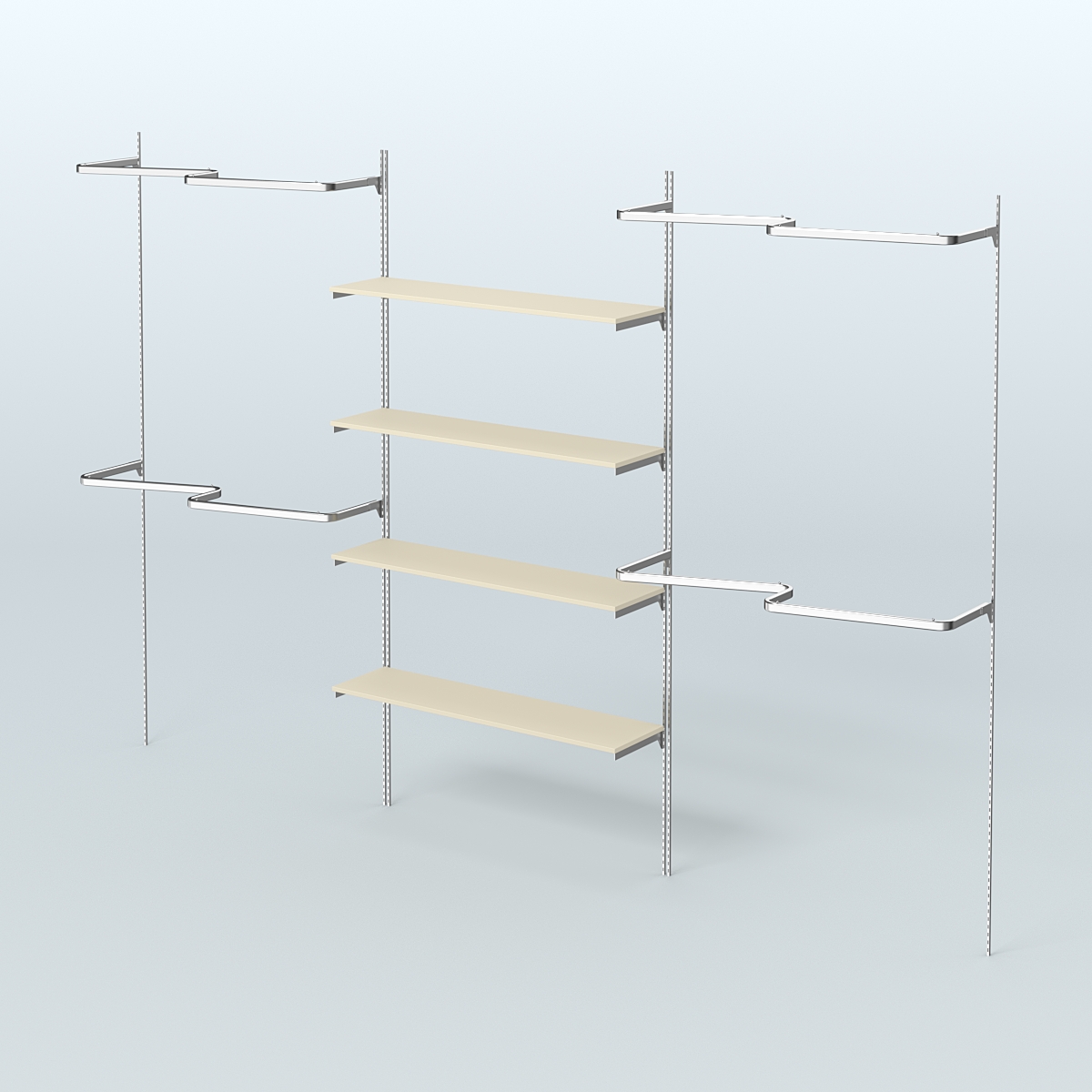 Neo Fix №5(М) с полками из ДСП и М-образными поручнями (3600 мм) Крем Вайс