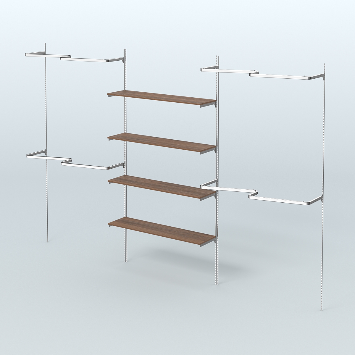 Neo Fix №5(М) с полками из ДСП и М-образными поручнями (3600 мм) Орех