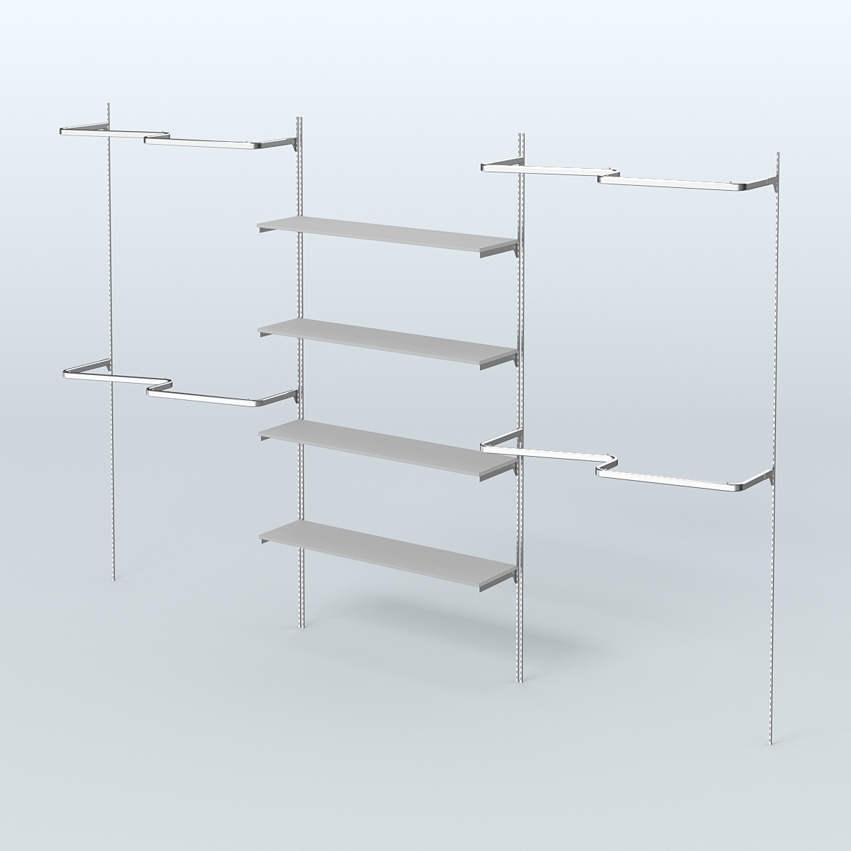 Neo Fix №5(М) с полками из ДСП и М-образными поручнями (3600 мм) Серый