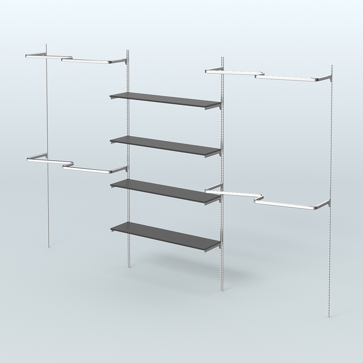 Neo Fix №5(М) с полками из ДСП и М-образными поручнями (3600 мм) Черный