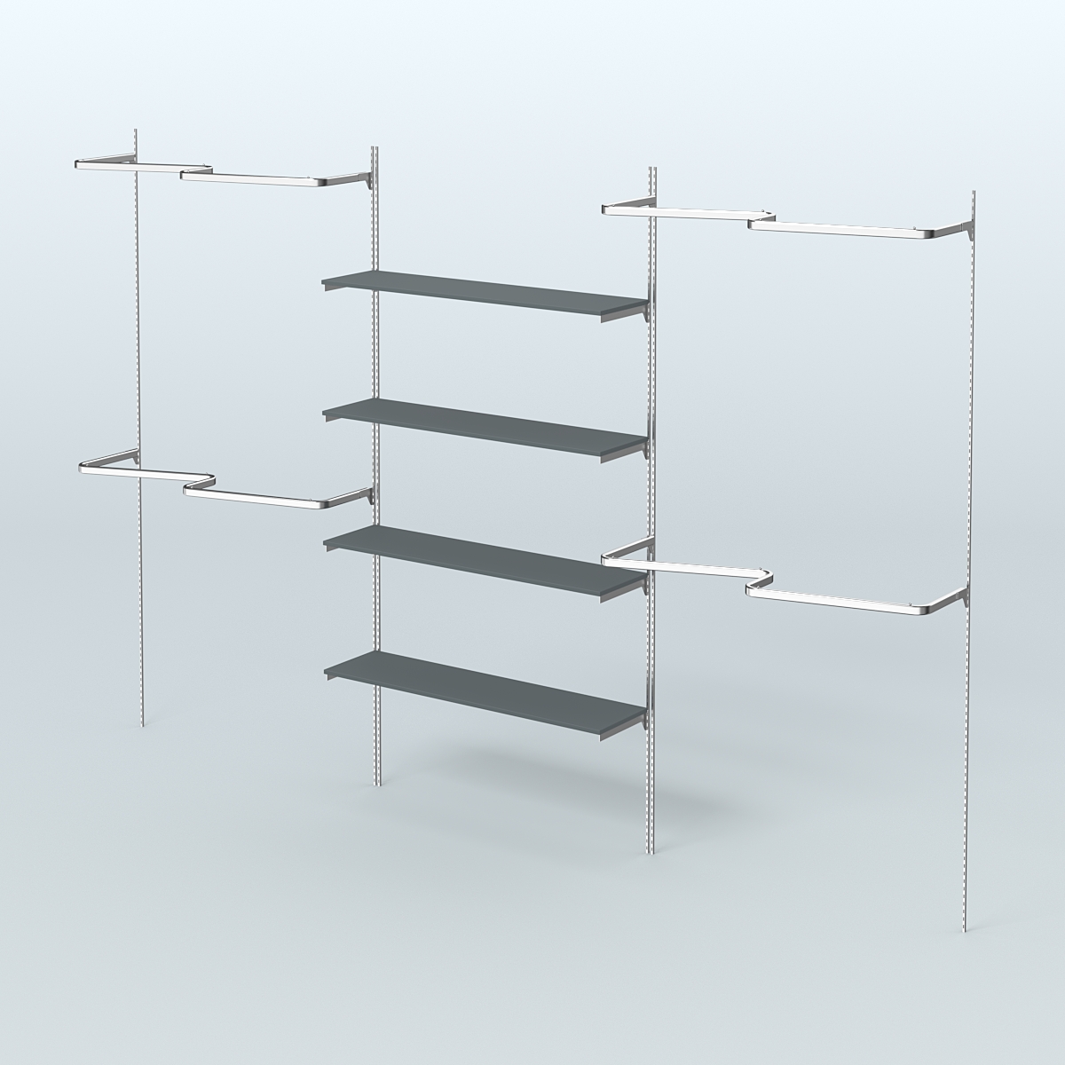 Neo Fix №5(М) с полками из ДСП и М-образными поручнями (3600 мм) Темно-Серый