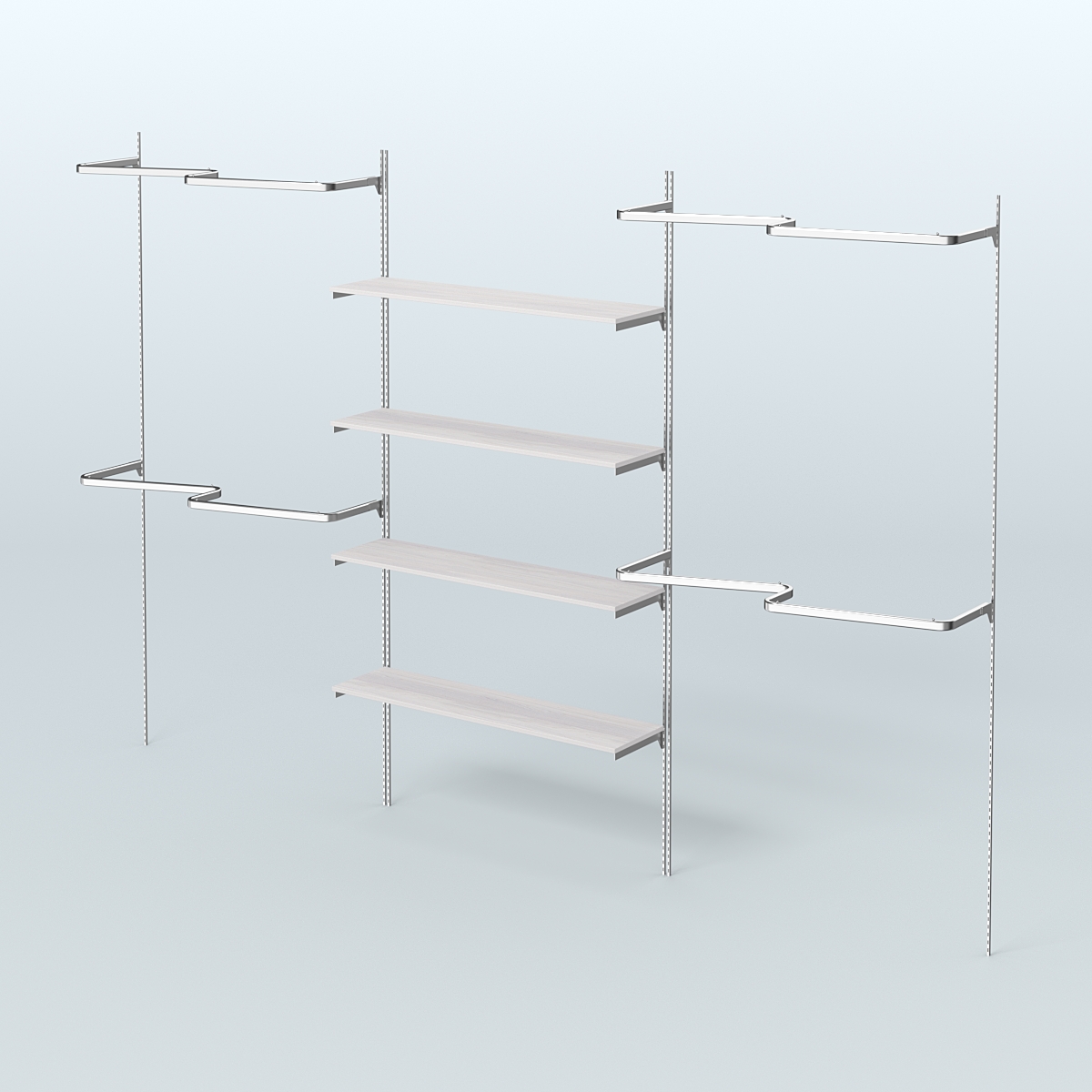 Neo Fix №5(М) с полками из ДСП и М-образными поручнями (3600 мм) Ясень Анкор светлый