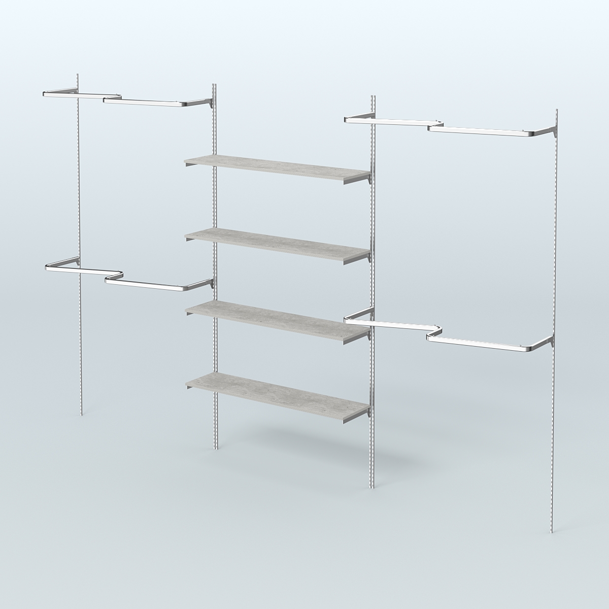 Neo Fix №5(М) с полками из ДСП и М-образными поручнями (3600 мм) Метрополитан Грей