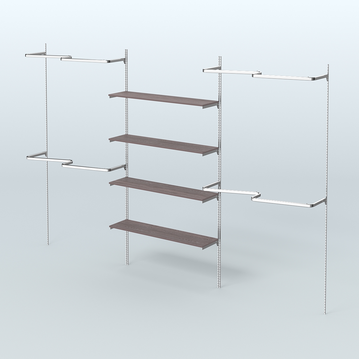 Neo Fix №5(М) с полками из ДСП и М-образными поручнями (3600 мм) Ясень Анкор темный