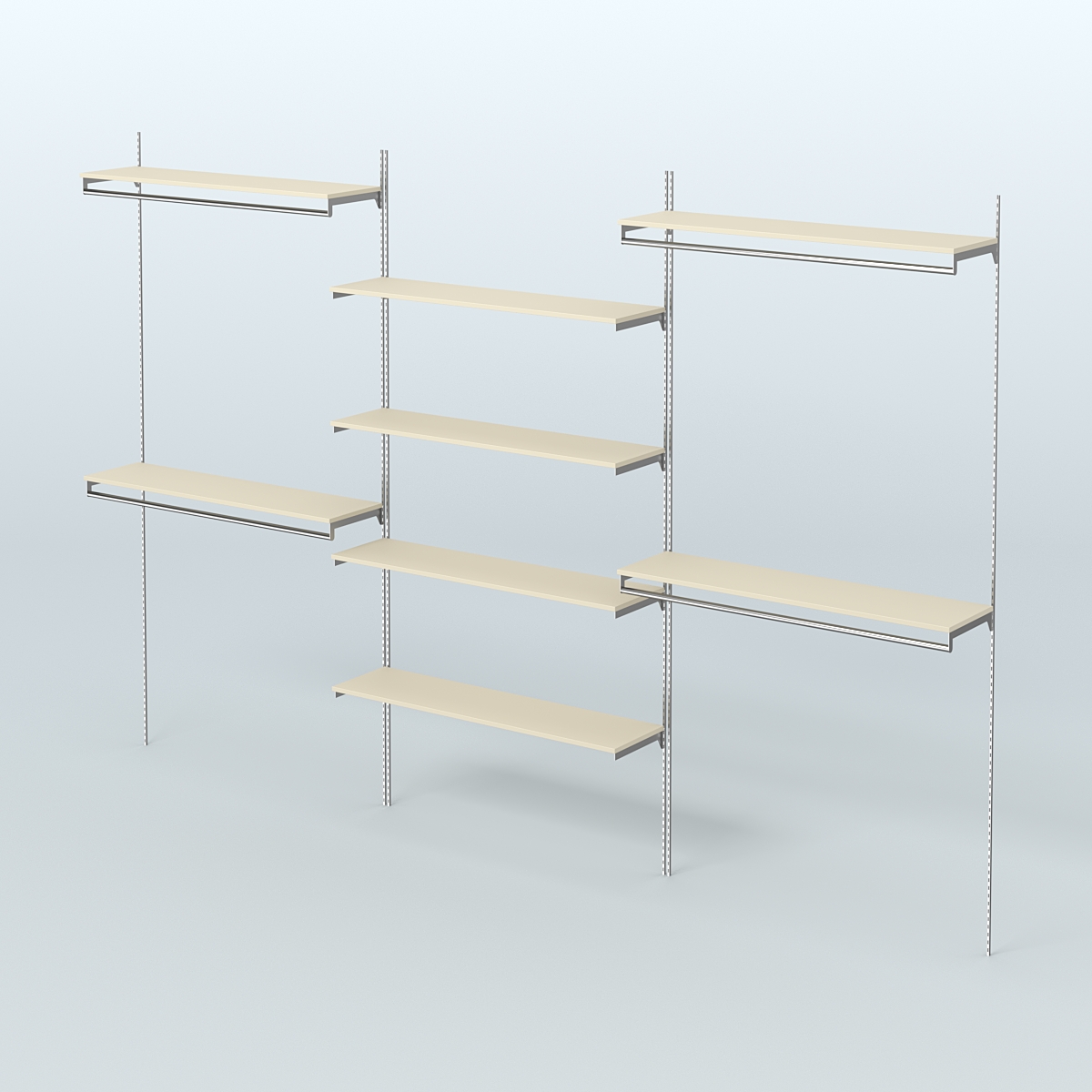 Neo Fix №5(С) с выносными поручнями и полками из ДСП (3600 мм) Крем Вайс