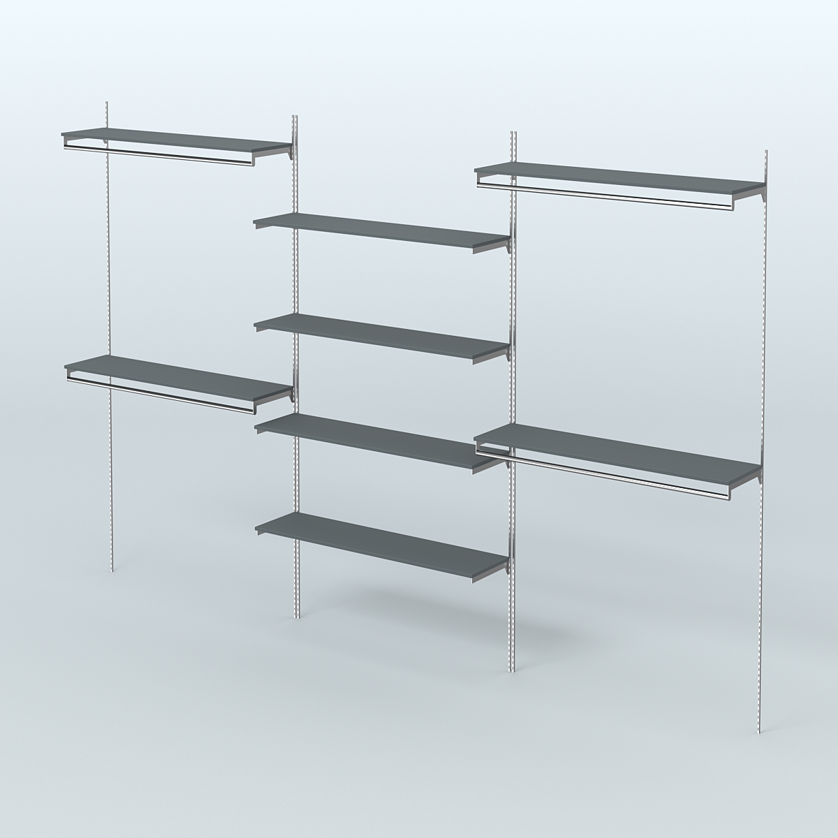 Neo Fix №5(С) с выносными поручнями и полками из ДСП (3600 мм) Темно-Серый