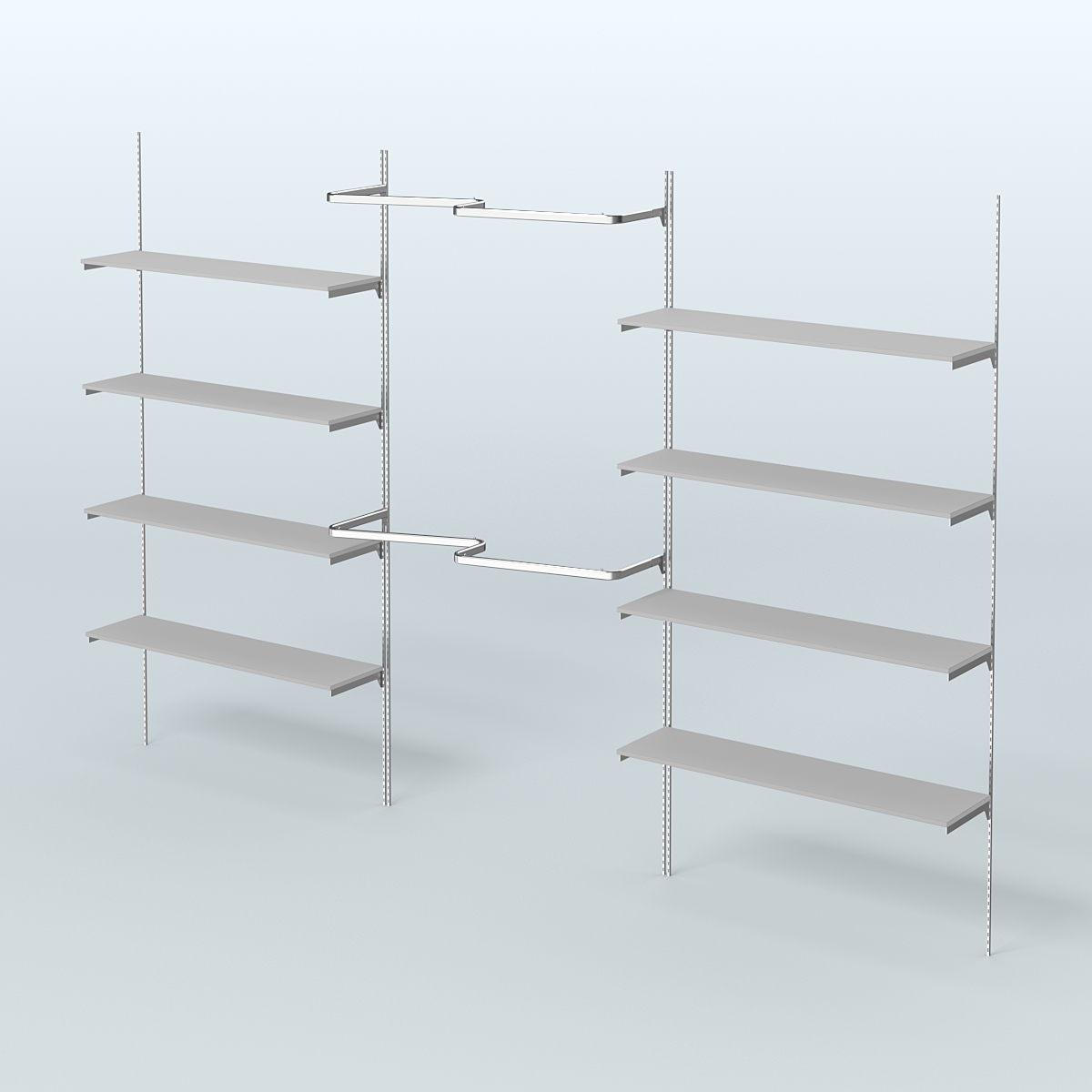 Neo Fix №7(М) настенная система с полками из ДСП поручнями из хрома (3600 мм) Серый