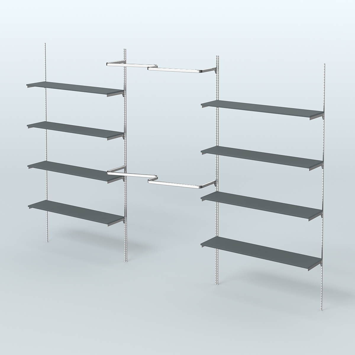Neo Fix №7(М) настенная система с полками из ДСП поручнями из хрома (3600 мм) Темно-Серый