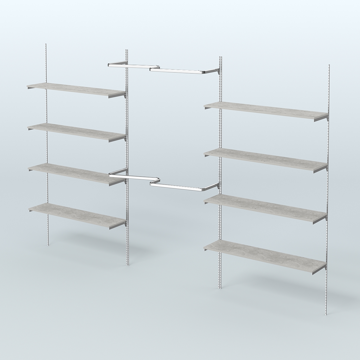 Neo Fix №7(М) настенная система с полками из ДСП поручнями из хрома (3600 мм) Метрополитан Грей