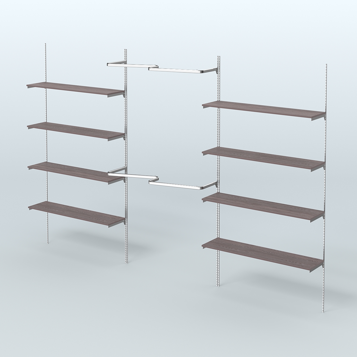 Neo Fix №7(М) настенная система с полками из ДСП поручнями из хрома (3600 мм) Ясень Анкор темный