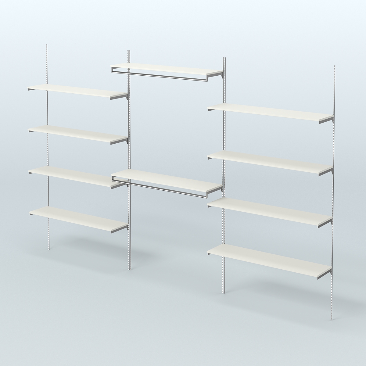 Neo Fix №7(С) система настенная с выносными поручнями и полками из ДСП (3600 мм) Белый