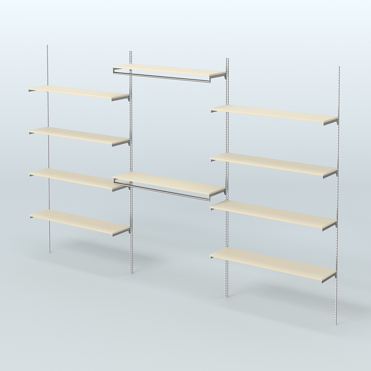 Neo Fix №7(С) система настенная с выносными поручнями и полками из ДСП (3600 мм) Крем Вайс