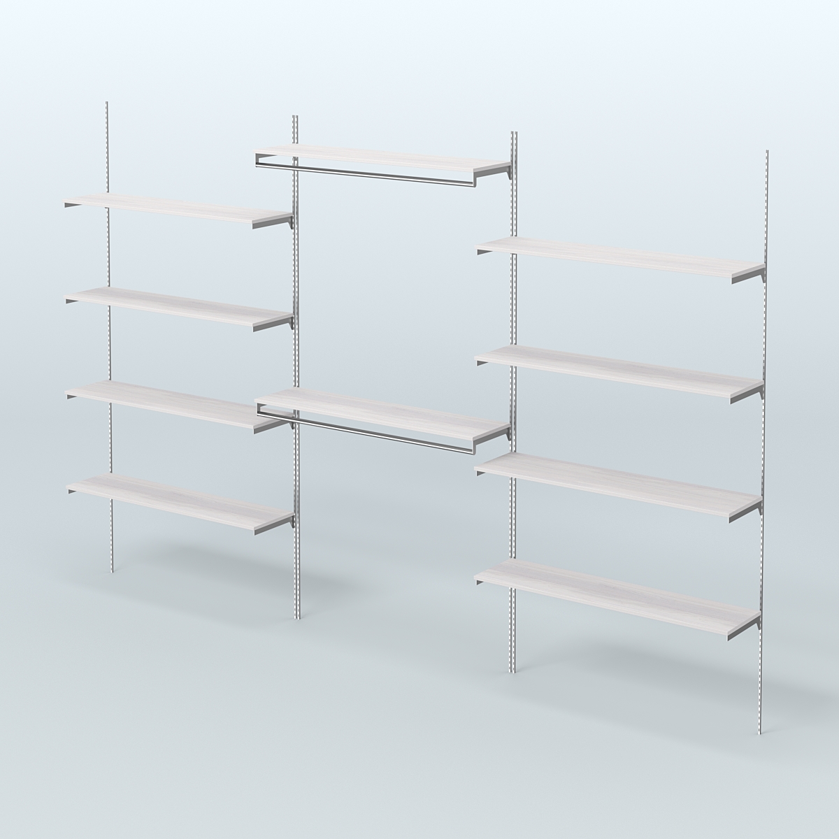 Neo Fix №7(С) система настенная с выносными поручнями и полками из ДСП (3600 мм) Ясень Анкор светлый