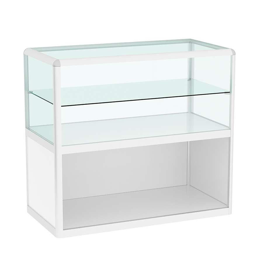 Прилавок из профиля прямоугольный №3 (открытый) Белый