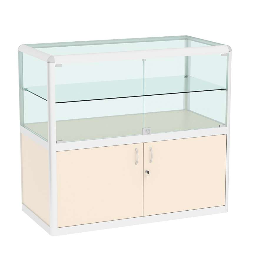 Прилавок из профиля прямоугольный №3 (закрытый) Крем Вайс