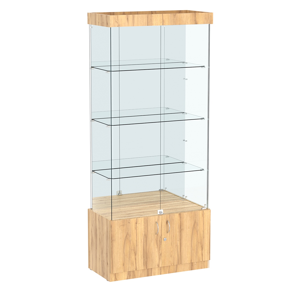 Витрина Истра №3 прямоугольная (задняя стенка - зеркало) Дуб Золотистый