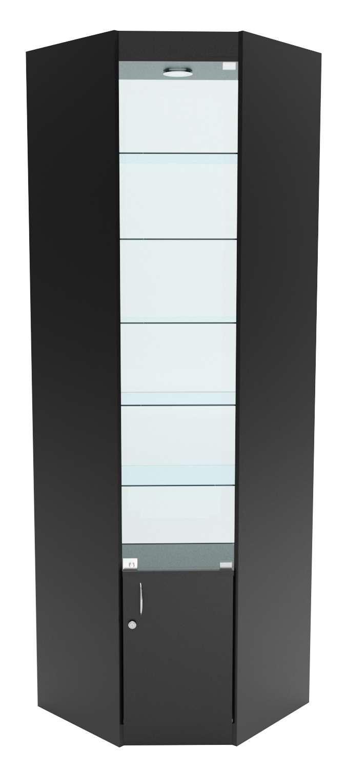 Стеклянная витрина угловая №5-2 из ДСП (задняя стенка стекло) Черный