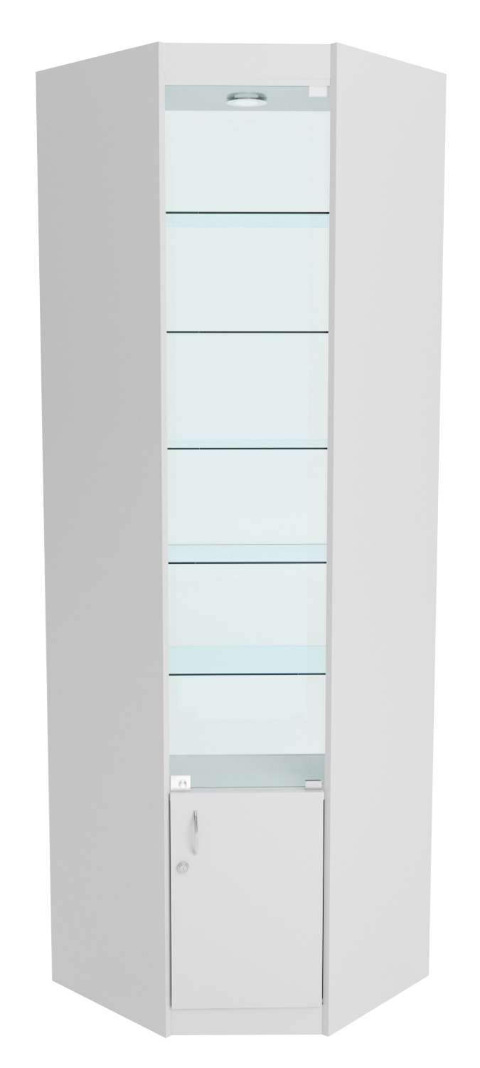 Стеклянная витрина угловая №5-2 из ДСП (задняя стенка стекло) Серый