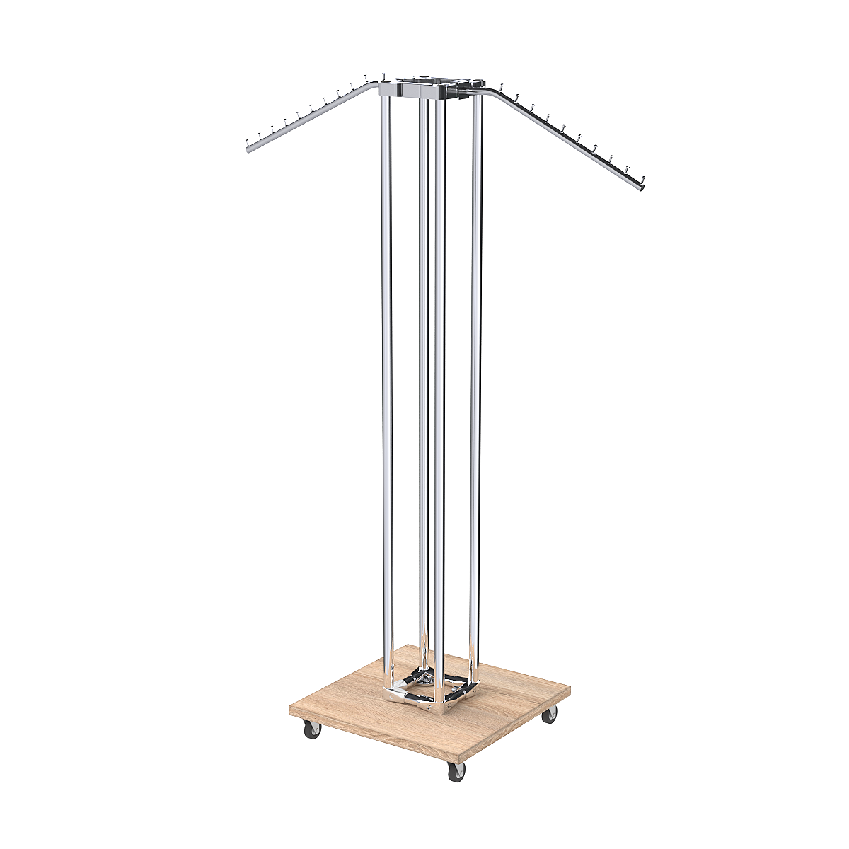 Торговое вешало для одежды с наклонными кронштейнами СТРЕЛА №3-5Ц-ТНХ Дуб Сонома