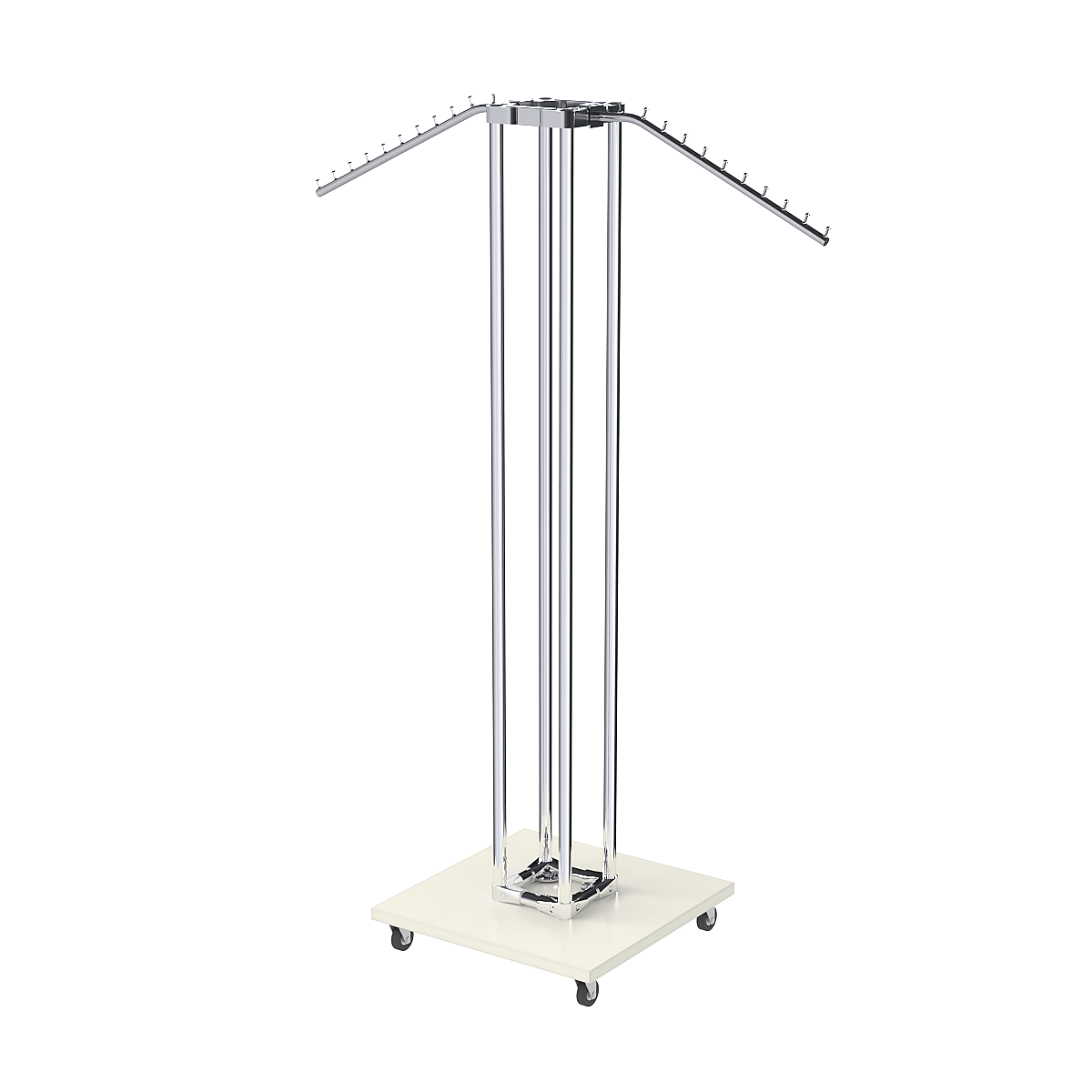 Торговое вешало для одежды с наклонными кронштейнами СТРЕЛА №3-5Ц-ТНХ Белый