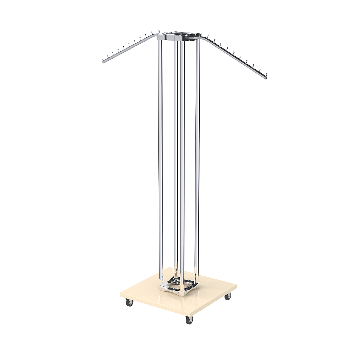 Торговое вешало для одежды с наклонными кронштейнами СТРЕЛА №3-5Ц-ТНХ Крем Вайс