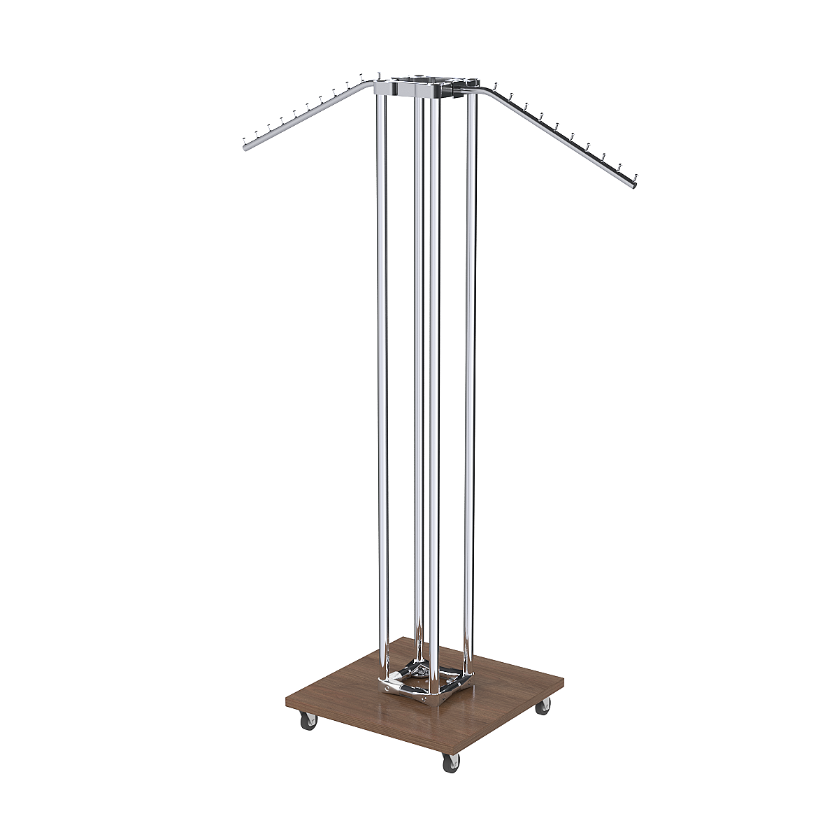 Торговое вешало для одежды с наклонными кронштейнами СТРЕЛА №3-5Ц-ТНХ Орех