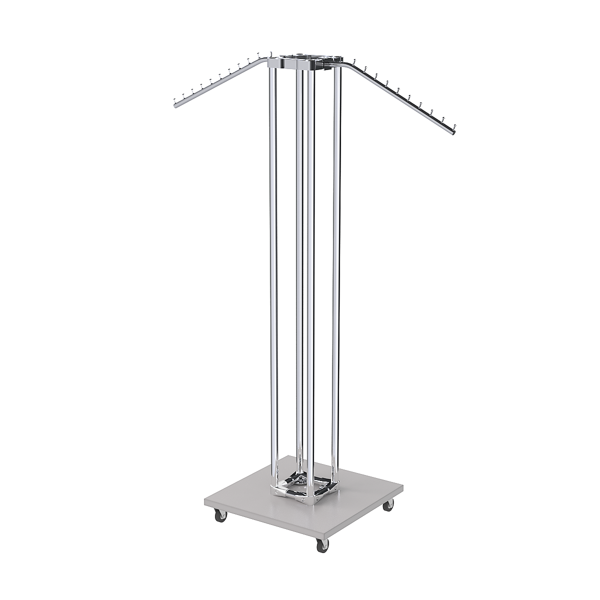 Торговое вешало для одежды с наклонными кронштейнами СТРЕЛА №3-5Ц-ТНХ Серый
