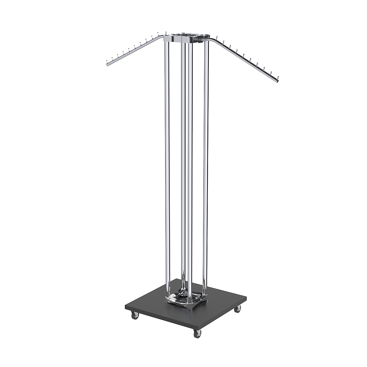 Торговое вешало для одежды с наклонными кронштейнами СТРЕЛА №3-5Ц-ТНХ Черный