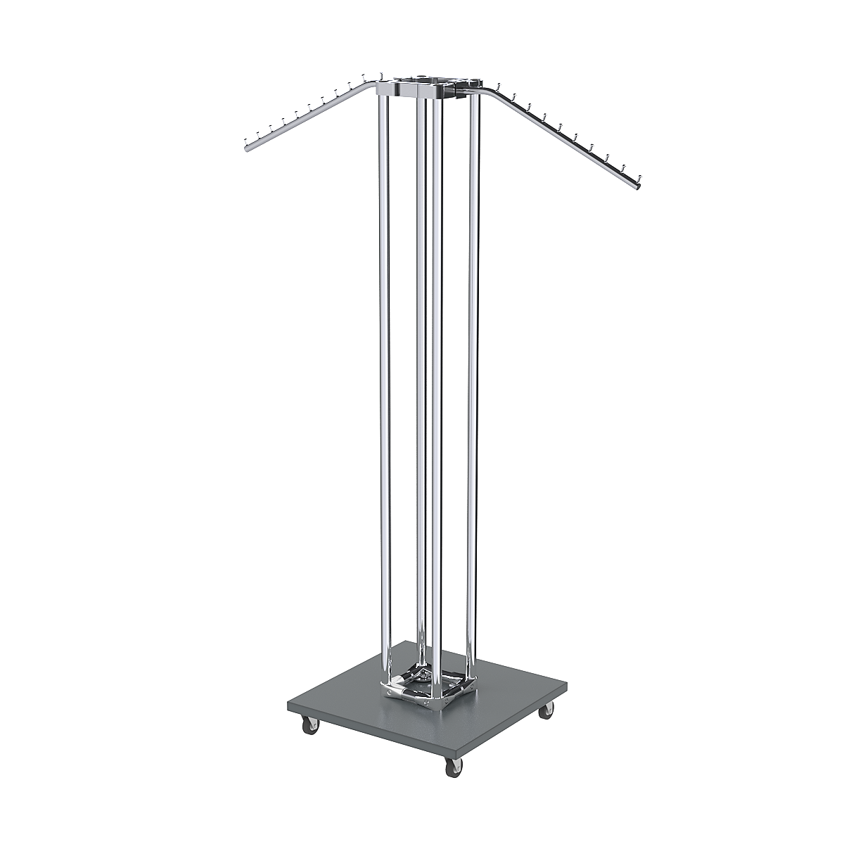 Торговое вешало для одежды с наклонными кронштейнами СТРЕЛА №3-5Ц-ТНХ Темно-Серый