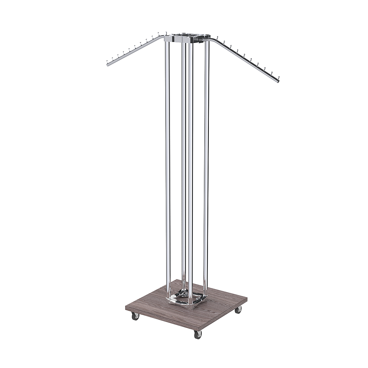 Торговое вешало для одежды с наклонными кронштейнами СТРЕЛА №3-5Ц-ТНХ Ясень Анкор темный - U31105