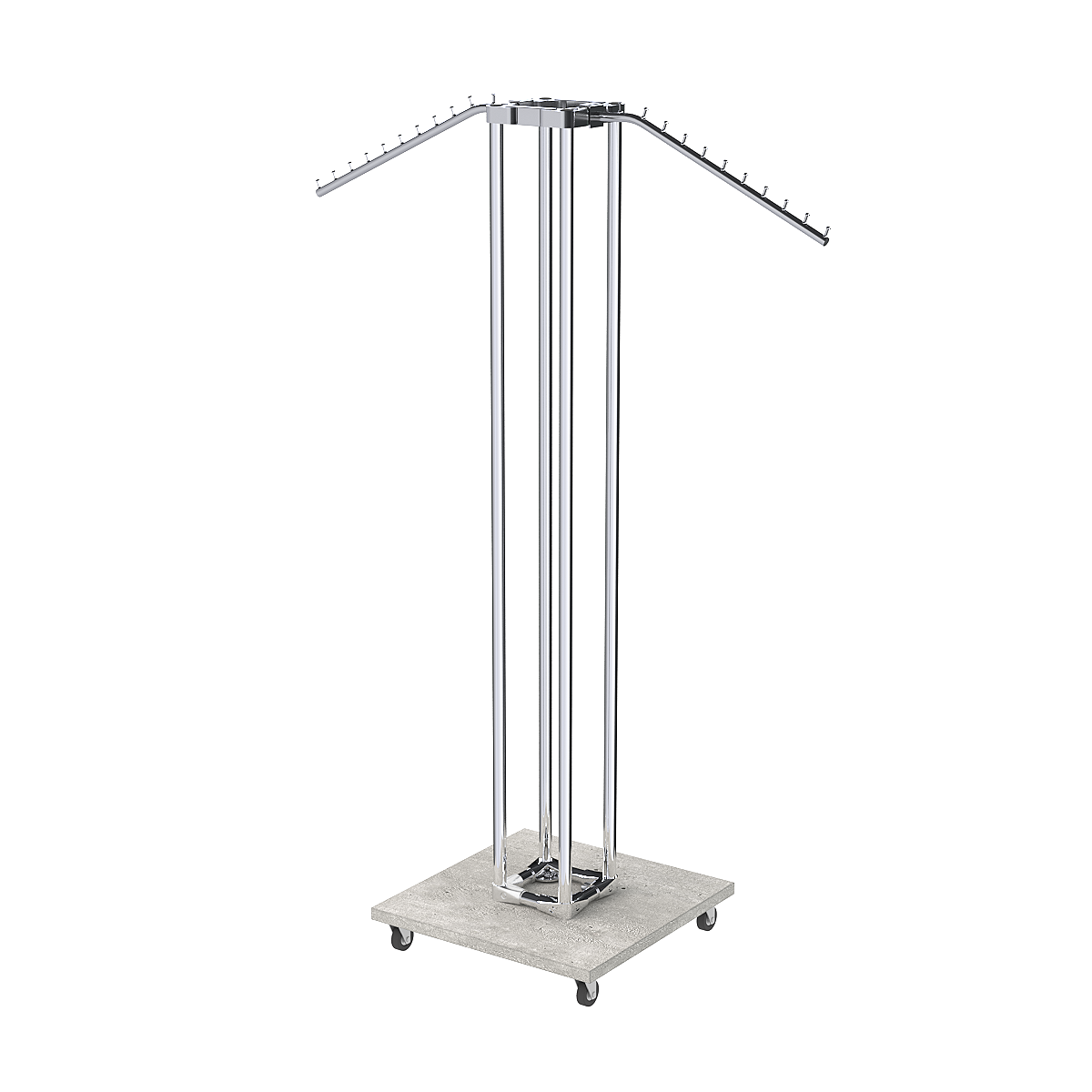 Торговое вешало для одежды с наклонными кронштейнами СТРЕЛА №3-5Ц-ТНХ Метрополитан Грей