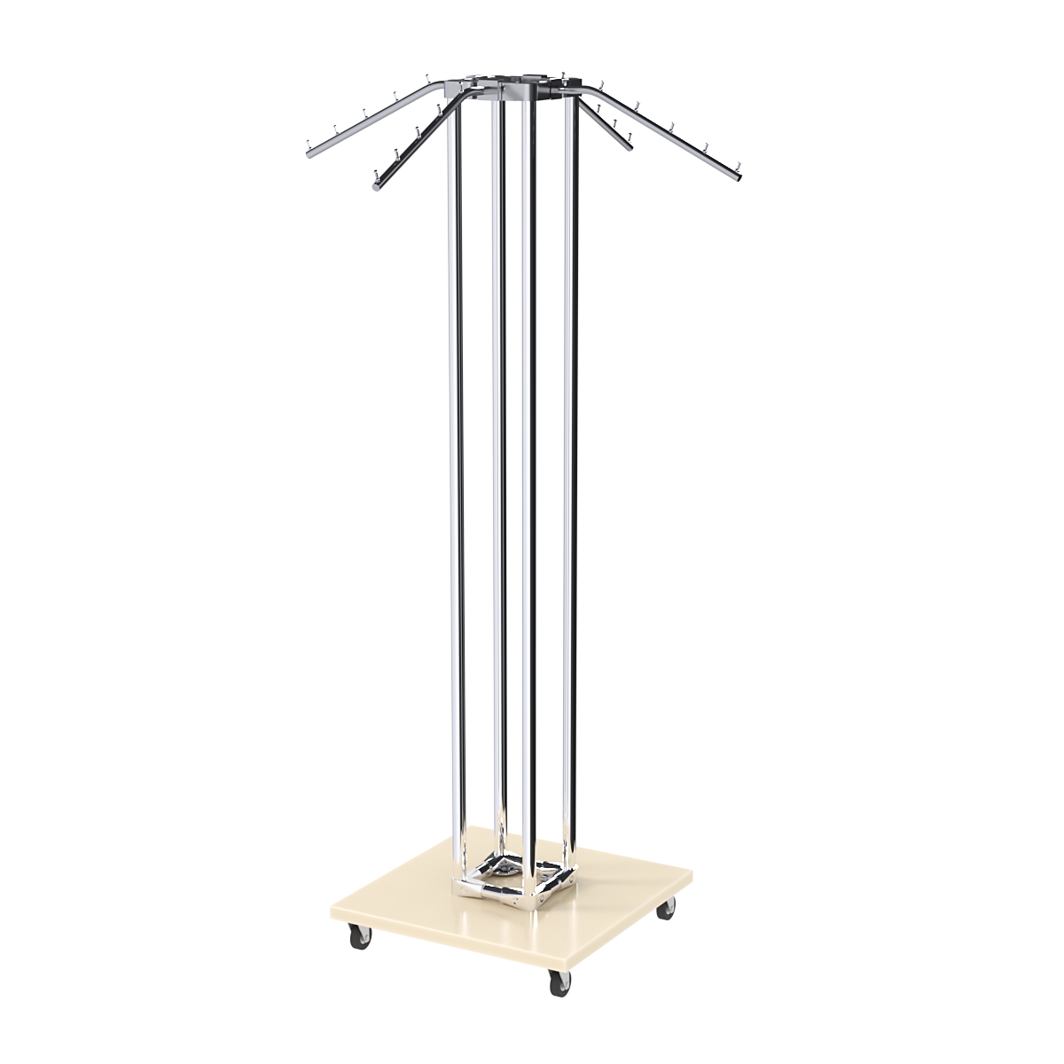 Торговое вешало для одежды ЁЛОЧКА с наклонными кронштейнами №3-4К-5Ц-ТНХ Крем Вайс