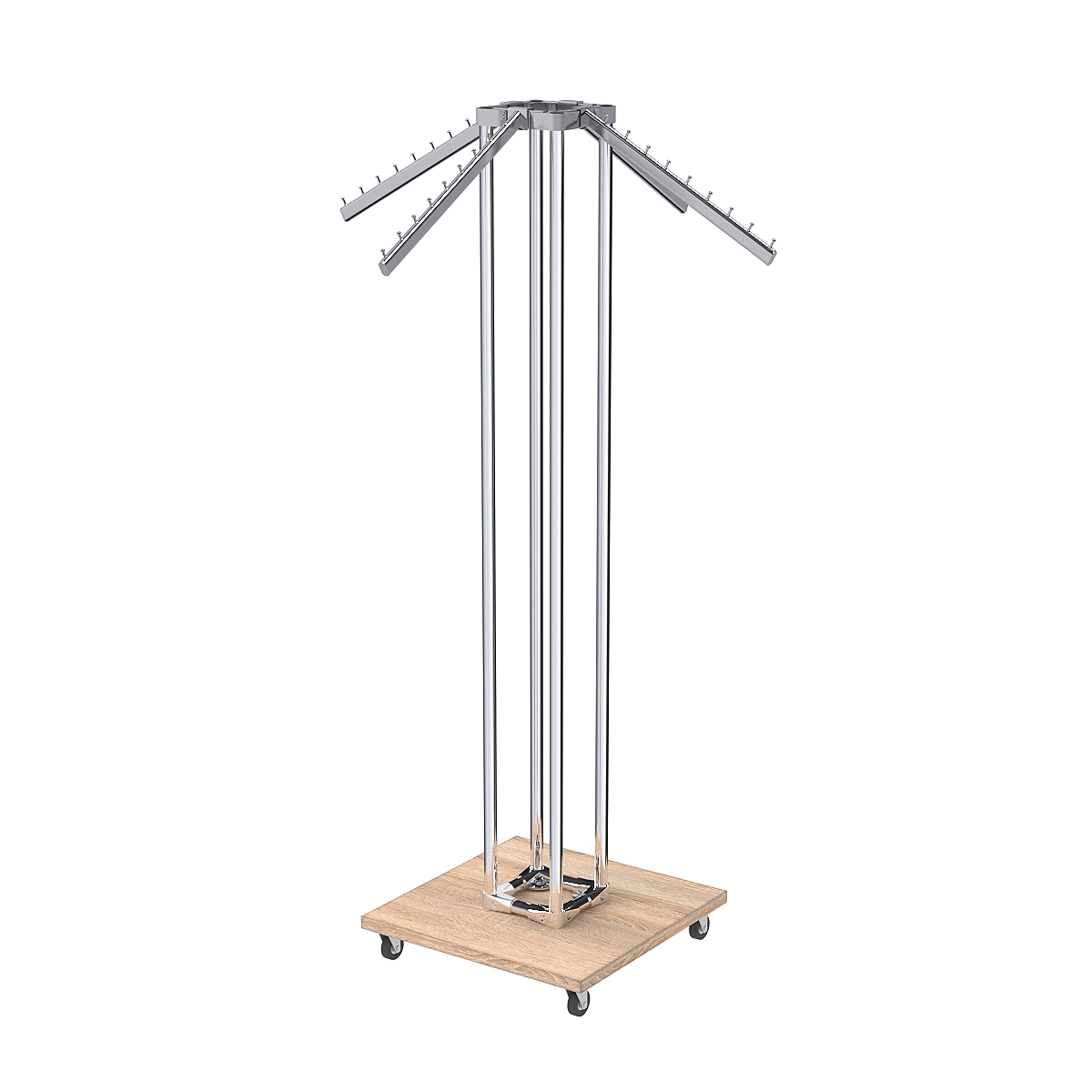 Торговое вешало для одежды ЁЛОЧКА с усиленными кронштейнами №6-4К-8Ц-КНХ Дуб Сонома