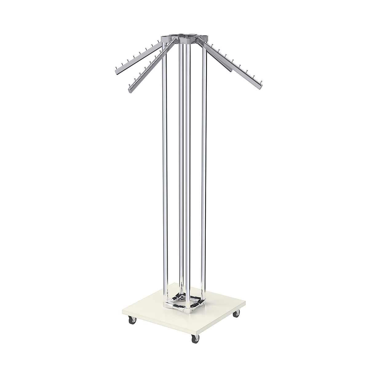 Торговое вешало для одежды ЁЛОЧКА с усиленными кронштейнами №6-4К-8Ц-КНХ Белый