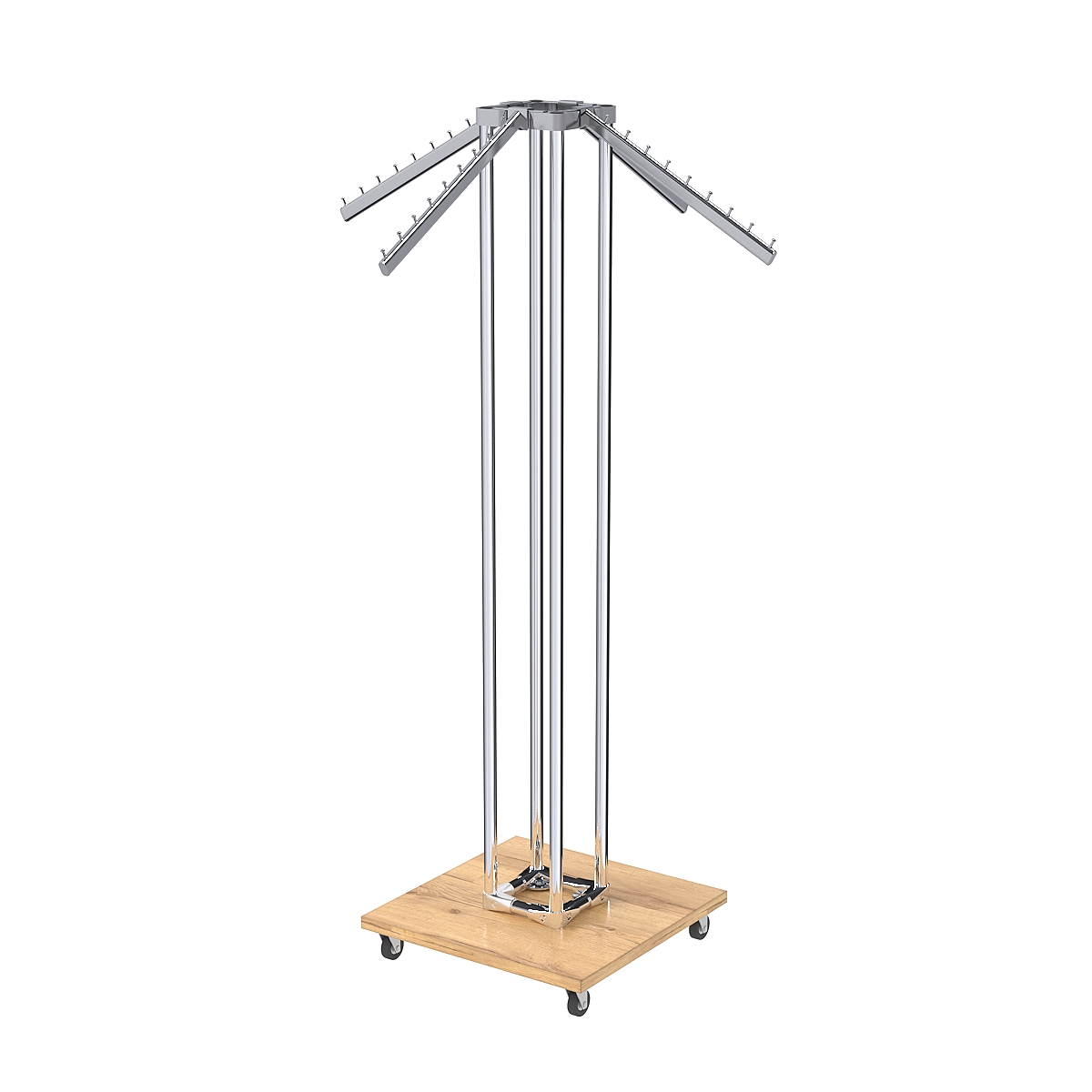 Торговое вешало для одежды ЁЛОЧКА с усиленными кронштейнами №6-4К-8Ц-КНХ Дуб Золотистый