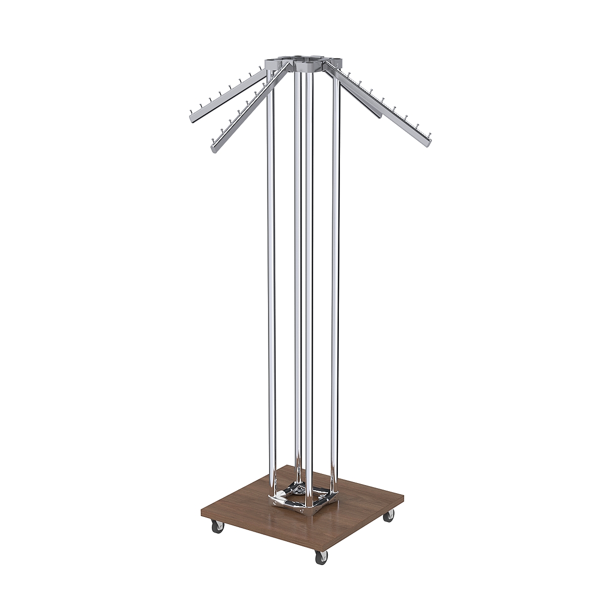 Торговое вешало для одежды ЁЛОЧКА с усиленными кронштейнами №6-4К-8Ц-КНХ Орех